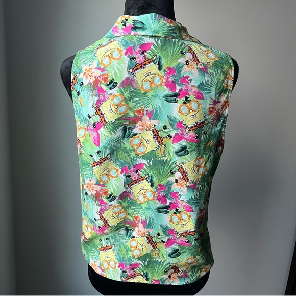 SpongeBob SquarePants Hawaiian Collared Tie-front Tank Top - Picture 6 of 10